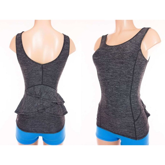 Lululemon‎ Tank Top Ruffle Hem Sleeveless Athletic Gray Size 6 Hustle Tank - Picture 1 of 10